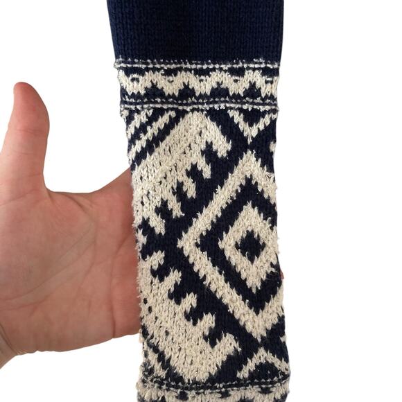 Ralph Lauren Blue White Geometric Tribal Open Front Knit Cardigan Size Small - Picture 7 of 16